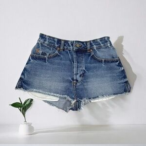 Roxy Blue Jean Shorts Distressed High-Waisted